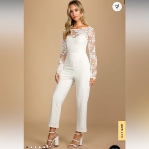 Write Your Own Romance White Embroidered Long Sleeve Jumpsuit